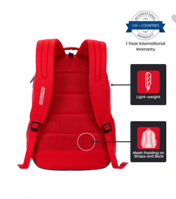 Large 32 L Backpack POPIN CASUAL BACKPACK 03 -RED  (Red)