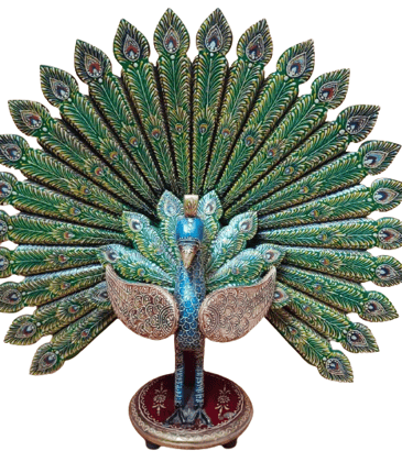 Daksh Art and Crafts Handicraft Multicolour decorative Wooden Dancing Peacock for Home & Office Decor I Living Room I Guest Room I Showpiece I  Bedroom
