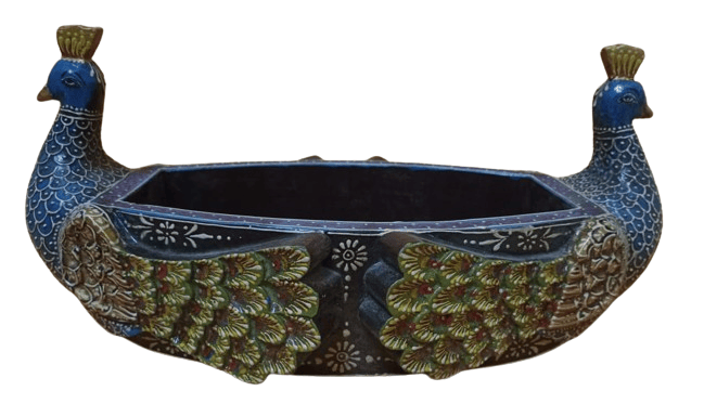 Daksh Art and Crafts Decorative Handpainted Peacock Dry Fruit Bowl Showpiece for Your Home,Office Table Decorative,Peacock Bird Showpiece Bowl