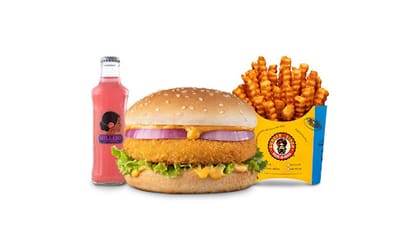 Veg United States of Punjab Jr Burger Value Combo __ Classic Salted Regular Fries,Gulaabo Pink Lemonade