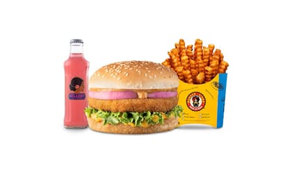 Chotu Singh Burger Value Combo __ Classic Salted Regular Fries,Gulaabo Pink Lemonade