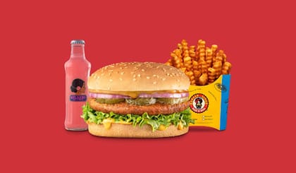American Grilled Chicken Burger Value Combo __ Classic Salted Regular Fries,Gulaabo Pink Lemonade