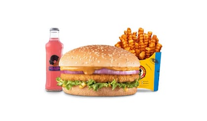 Chicken United States of Punjab Burger Value Combo __ Classic Salted Regular Fries,Gulaabo Pink Lemonade