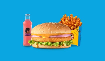 Udta Punjab 2.0 Cheese Burger Value Combo __ Classic Salted Regular Fries,Gulaabo Pink Lemonade