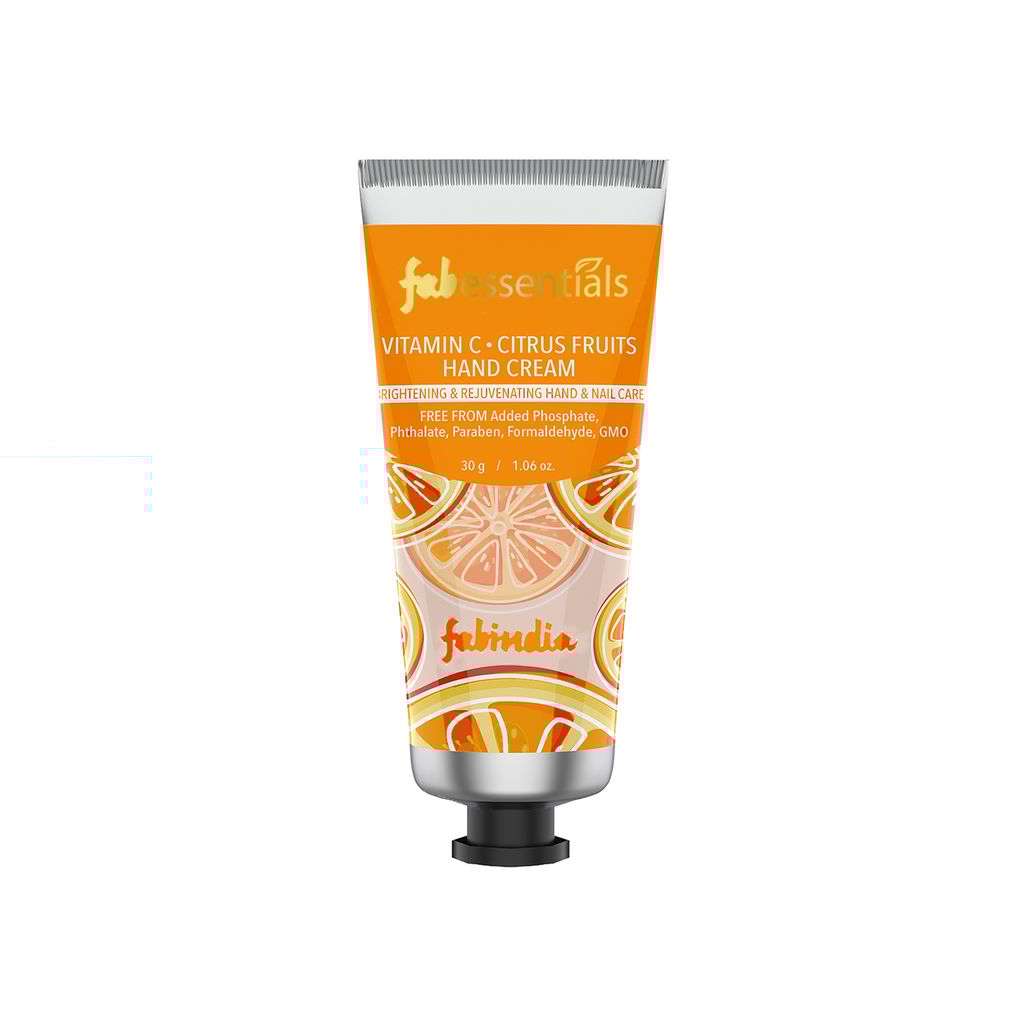 Fabessentials Vitamin C Citrus Fruits Hand  Cream | with Jojoba Seed Oil, Shea Butter, Aloe Vera Juice & Vitamin E | For Brightening, Moisturising & Nourishing Hand & Nails - 30 gm
