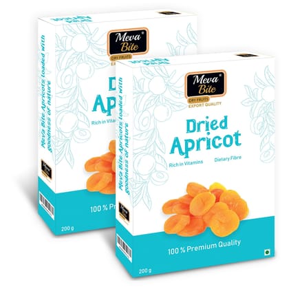 MevaBite Dried Apricot 400 g | Soft and Jumbo Size (Khubani) | Vegan Dried Premium Apricots | Pure & Organic Apricot Rich in Vitamins & Dietary Fibers 2 X 200g