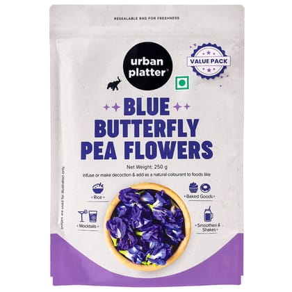 Urban Platter Blue Butterfly Pea Flower, 250g (Rich in Antioxidants | Add to teas & cocktails | Natural Colourant)