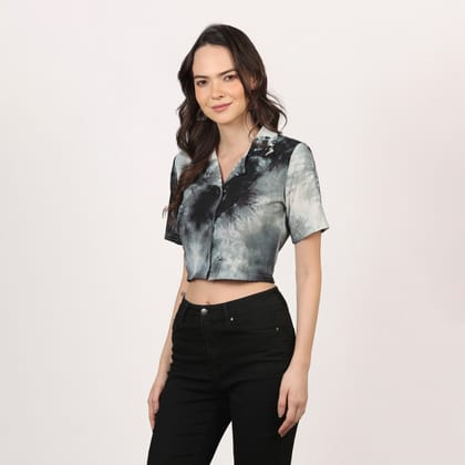 Women Stylish Tie & Dye Crop Shirt