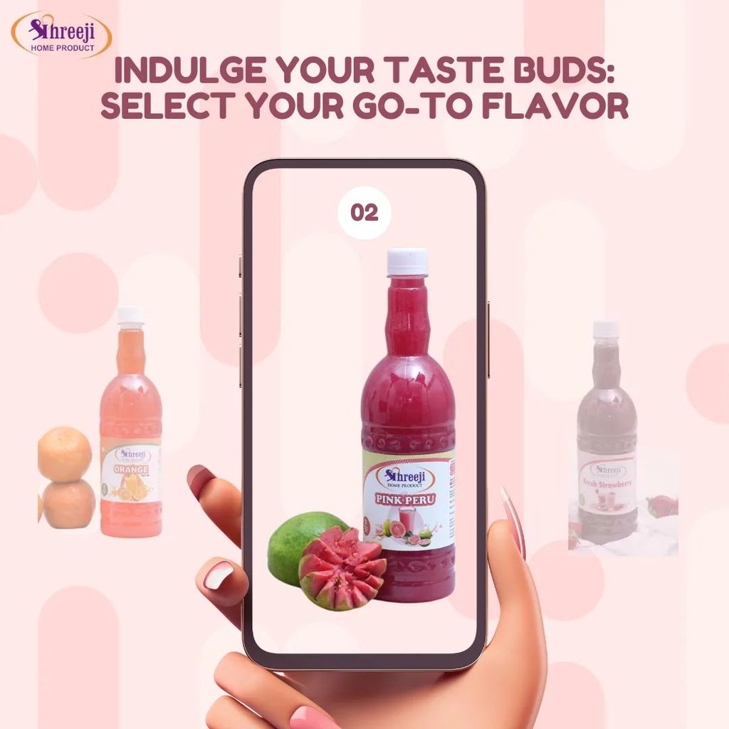 Shreeji Pink Peru Syrup Mix With Water For Making Juice 750 ml