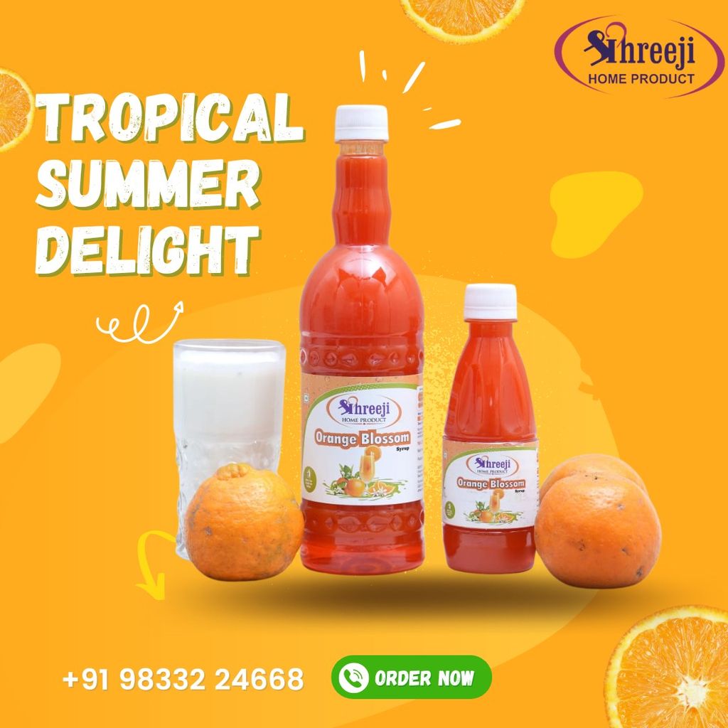 Shreeji Orange Blossm Syrup Mix With Milk For Making Milkshake 750 ml