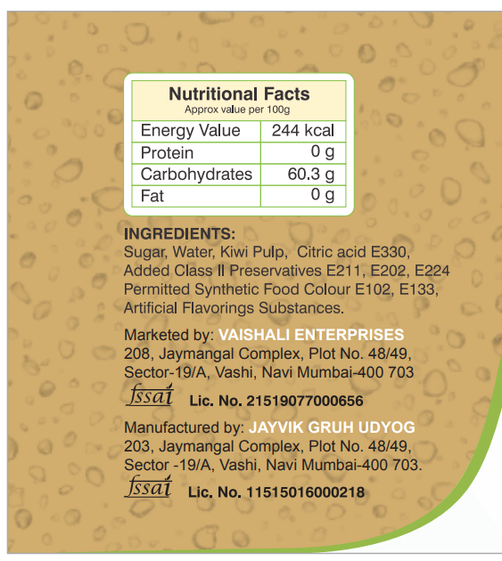 Shreeji Kiwi Syrup Mix with Water for Making Juice 750 ml
