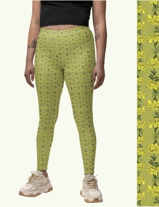 Marigold Love – Printed Athleisure Leggings For Women With Side Pocket Attached