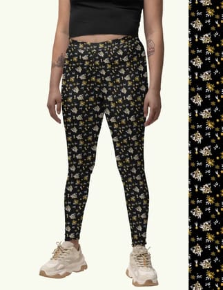 Daffodil Dream – Printed Athleisure Leggings For Women With Side Pocket Attached