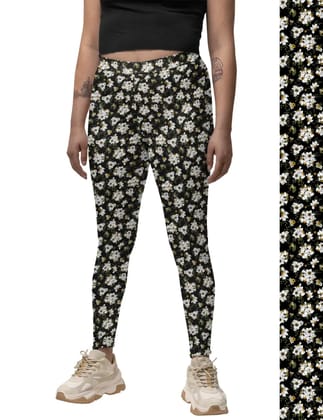 Flower Kissed – Printed Athleisure Leggings For Women With Side Pocket Attached