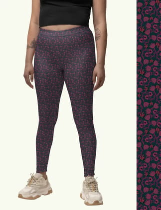 Midnight Magic – Printed Athleisure Leggings For Women With Side Pocket Attached