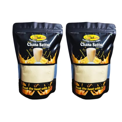 Cooksmith Chana Sattu Powder 500g | Roasted Chana Flour | 100% Natural & Gluten Free Chana Sattu l Roasted Gram Atta with High Fiber | 500gm x2(Pack of 2)