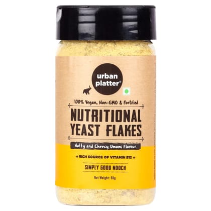 Urban Platter Nutritional Yeast Flakes, 50g [Good Source of B-Vitamins| Gluten Free| Nutty and Cheesy Tasting Nooch | Perfect for Vegetarians | Seasoning]