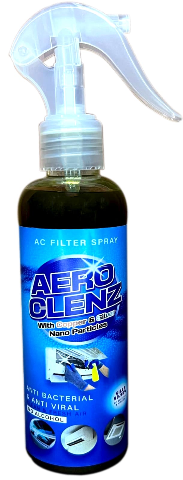 Aero Clenz 200ml - AirConditioner Filter Coating Spray  | Split AC, Domestic Air conditioner, HVAC, automobile AC | Anti microbial & Anti viral | Makes the room or space free from viruses