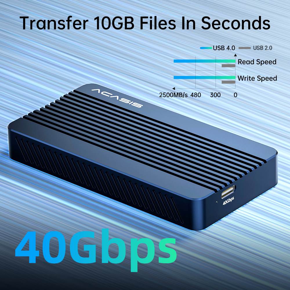 ACASIS 40Gbps M.2 NVMe SSD Enclosure, TBU405M1 for M1 M2 Pro/Max, Compatible with Thunderbolt 3/4, USB4/3.2/3.1/3.0/2.0, Support SSD Size 2280 B+M M-Key, TBU405 M1