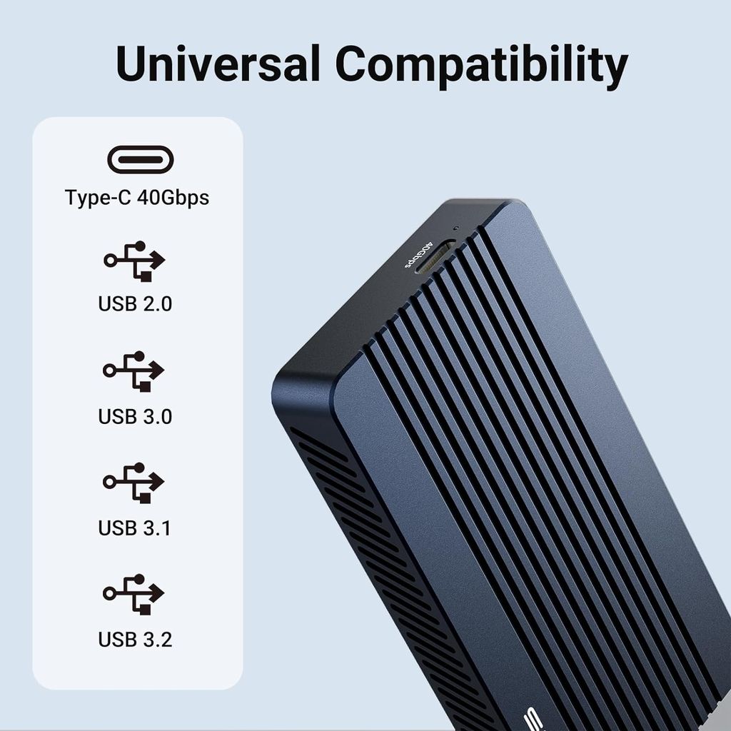 ACASIS 40Gbps M.2 NVMe SSD Enclosure, TBU405M1 for M1 M2 Pro/Max, Compatible with Thunderbolt 3/4, USB4/3.2/3.1/3.0/2.0, Support SSD Size 2280 B+M M-Key, TBU405 M1