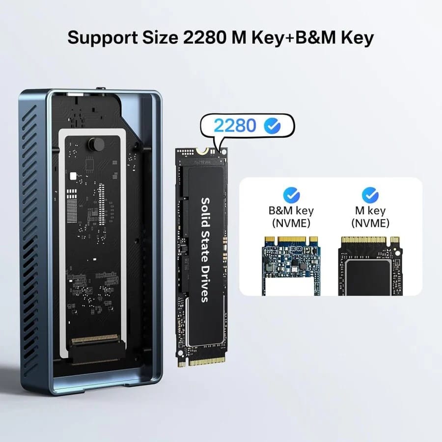 ACASIS 40Gbps M.2 NVMe SSD Enclosure, TBU405M1 for M1 M2 Pro/Max, Compatible with Thunderbolt 3/4, USB4/3.2/3.1/3.0/2.0, Support SSD Size 2280 B+M M-Key, TBU405 M1