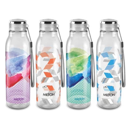 1000 Pet Water Bottle, Set of 4, 1 Litre Each, Assorted | BPA Free |
