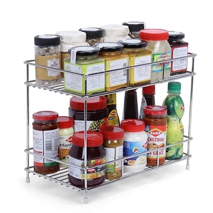 Stainless Steel 2 Tier Kitchen Rack - Spice Boxes Organize
