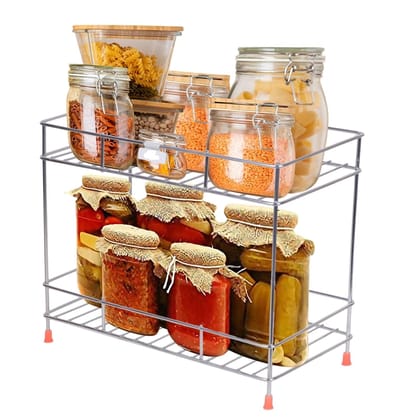 Stainless Steel 2 Tier Kitchen Rack - Spice Boxes Organize