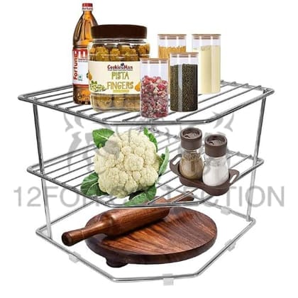 Stainless Steel 3-Tier Storage Rack for Corners,