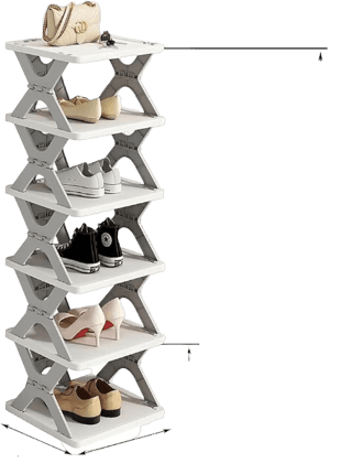 6 Layer Folding Shoe Rack Stackable Shelf