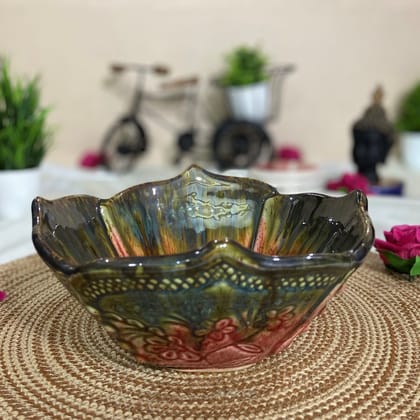 Ceramic Dining Studio Collection Colorful Floral Vintage Ceramic 650ML Serving Bowl