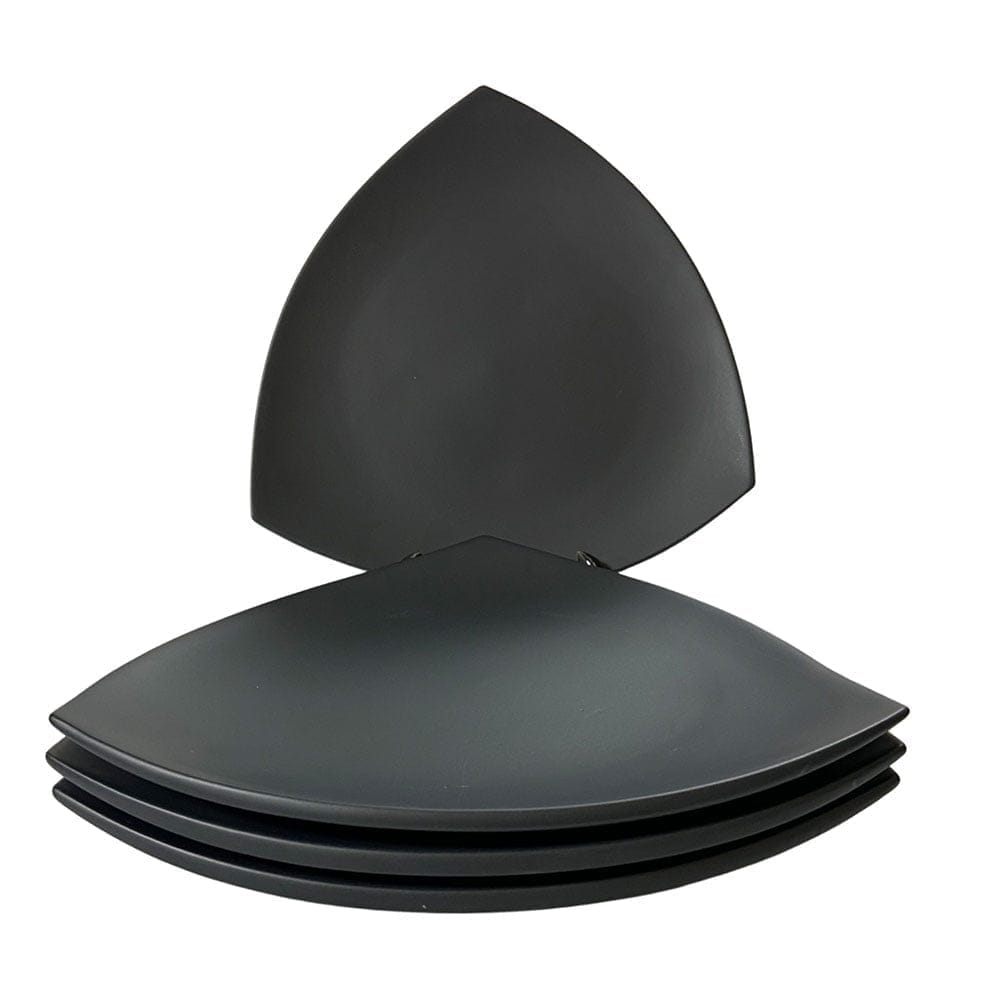 Ceramic Dining Chic Matte Black Triangle Ceramic 11 Inches Dinner Plates Set of 4