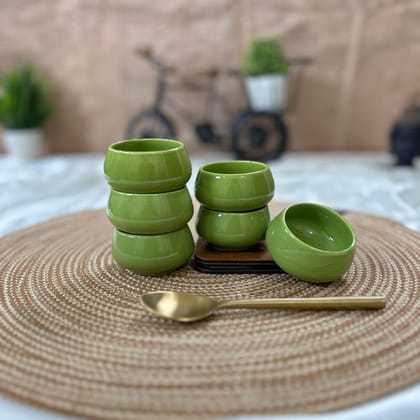 Ceramic Dining Glossy Green Ceramic 50ml Dip Bowls Set of 6 || Ketchup Bowls || Chutney Bowls