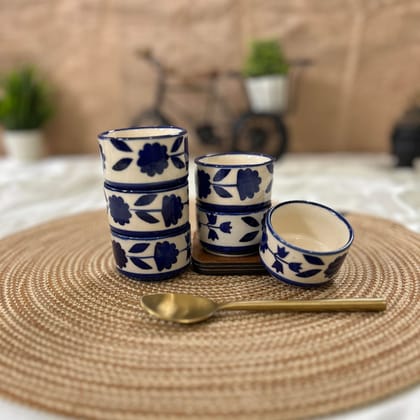 Ceramic Dining Royal Blue Floral Ceramic 50ml Dip Bowls Set of 6