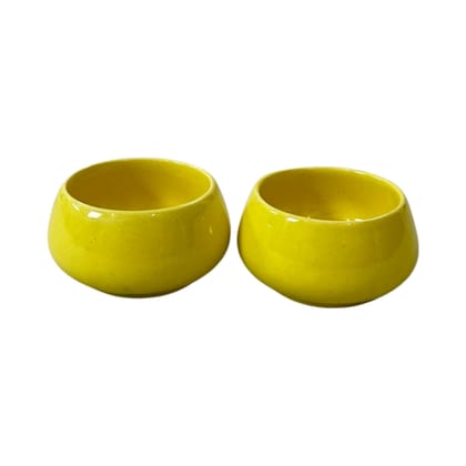 Ceramic Dining Glossy Yellow Ceramic 50ml Dip Bowls Set of 2 || Ketchup Bowls || Chutney Bowls