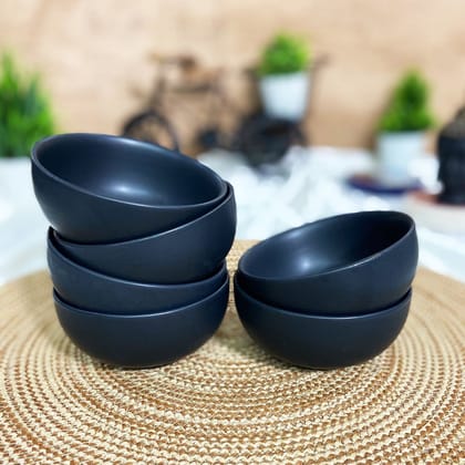 Ceramic Dining Matte Black Ceramic Bowls Katoris Set of 6