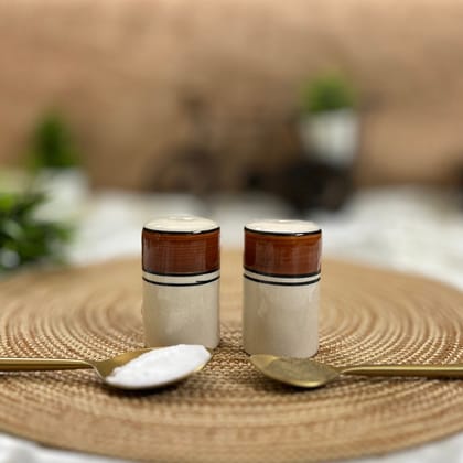 Ceramic Dining Royal Brown and White Ceramic Salt & Pepper Shaker || Dispenser Set || Seasoning Shakers || Spices Containers