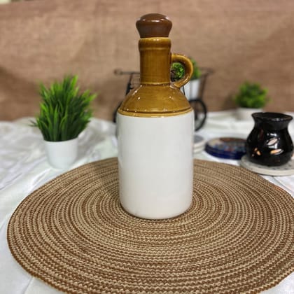 Ceramic Dining Desi Style Mustard Handmade Ceramic 1000ml Oil Bottle
