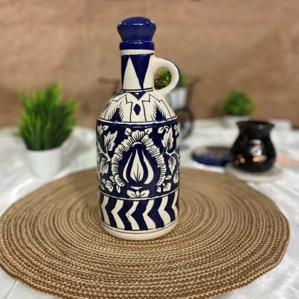 Ceramic Dining Royal Blue Mughal Pattern Hand-painted Ceramic 1000ml Oil Bottle
