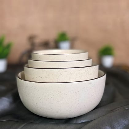 Ceramic Dining Matte White Ceramic Serving Bowls Set of 4