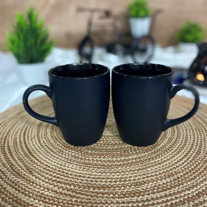 Ceramic Dining Chic Matte Black Ceramic Coffee Mugs Set Of 2