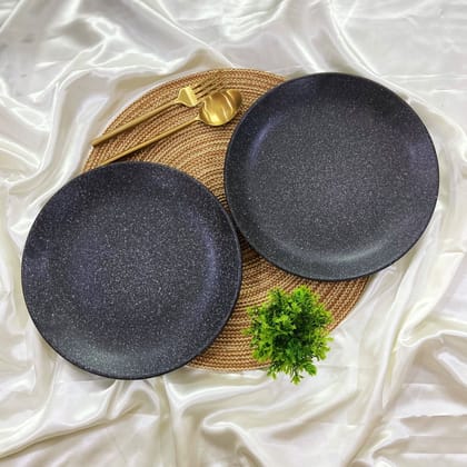 Ceramic Dining Studio Collection- Matte Black With Droplets Ceramic 10.2Inchs Dinner Plates- Set of 2
