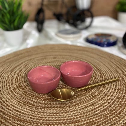 Ceramic Dining Glossy Pink Ceramic Dip Bowls Set of 2