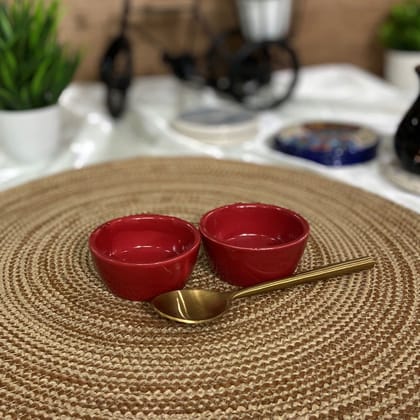 Ceramic Dining Glossy Red Ceramic Dip Bowls Set of 2