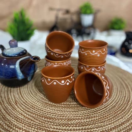 Ceramic Dining Terracotta Earthy Orange Kullads Set of 6