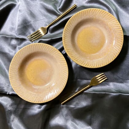 Ceramic Dining Mustard Ceramic Deep Pasta Plates Set of 2