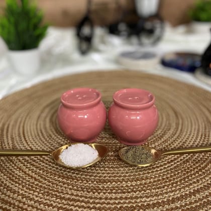 Ceramic Dining Pink Matka Shaped Salt &amp; Pepper Shaker