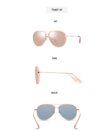PARIM Polarized & UV Protected Women's Oversized Aviator Sunglasses, Frame: Rose Gold, Lenses: Polarised Mirrored Pink