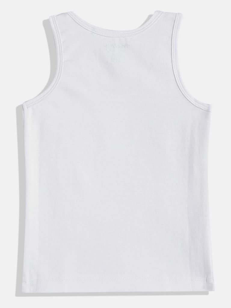 Boys White Pure Cotton Vest T Shirt