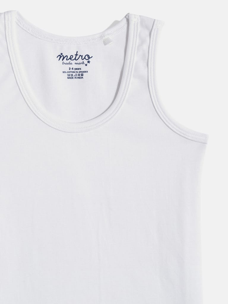 Boys White Pure Cotton Vest T Shirt